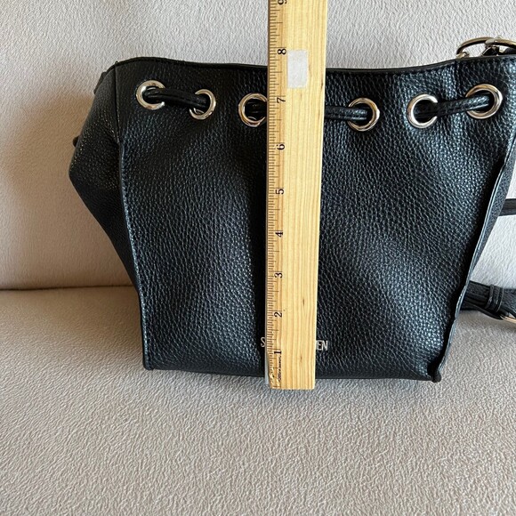 Steve Madden Hobo Bmelisa Shoulder Purse Satch Black Silver Faux Leather Cross B - Picture 10 of 11